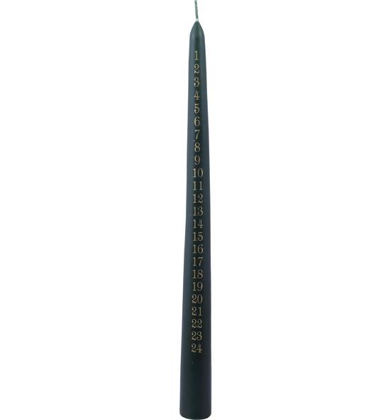 Advent Taper Candle, Dark Green with Gold